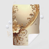 Gouden Sierlijke Bloem Golf Handdoek (Insitu)