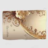 Gouden Sierlijke Bloem Golf Handdoek (Horizontaal)