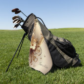 Gouden Sierlijke Bloem Golf Handdoek (Groen)