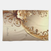 Gouden Sierlijke Bloem Keukenhanddoek (Horizontaal)