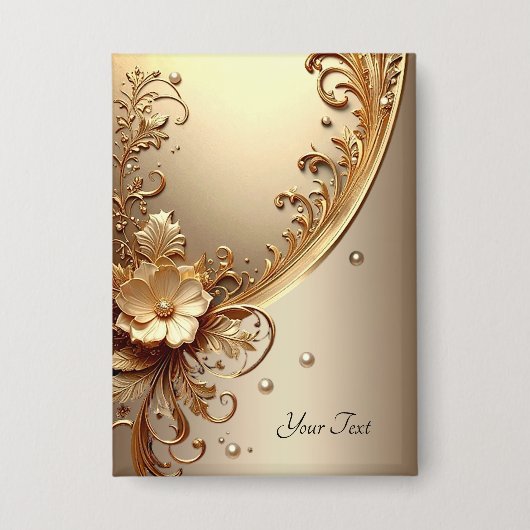 Gouden Sierlijke Bloem Knop Button (Voorkant)