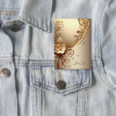 Gouden Sierlijke Bloem Knop Button (Insitu)