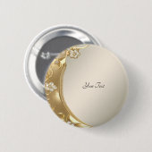 Gouden Sierlijke Bloem Knop Ronde Button 5,7 Cm (Voorkant /achterkant)