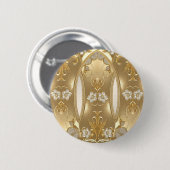 Gouden Sierlijke Bloem Knop Ronde Button 5,7 Cm (Voorkant /achterkant)