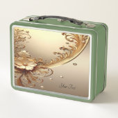 Gouden Sierlijke Bloem Lunchbox (Achterkant)