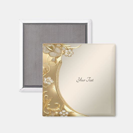 Gouden Sierlijke Bloem Magneet (Voorkant / Achterkant)