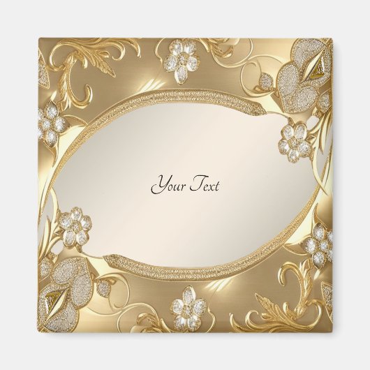 Gouden Sierlijke Bloem Magneet (Voorkant)
