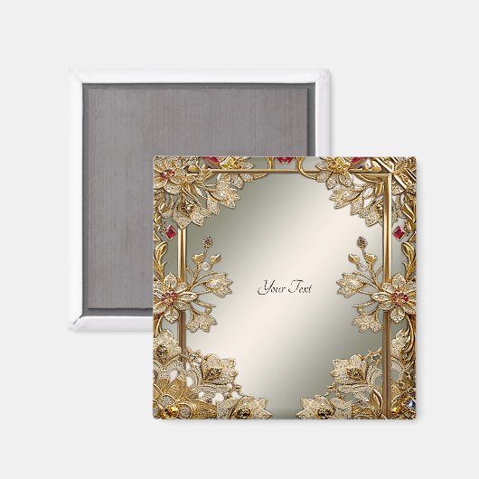 Gouden Sierlijke Bloem Magneet (Voorkant / Achterkant)