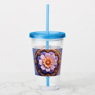 Gouden Sierlijke Bloem Medaillon Ontwerp Acryl Drinkbeker