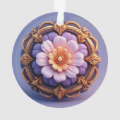 Gouden Sierlijke Bloem Medaillon Ontwerp Ornament (achterkant)