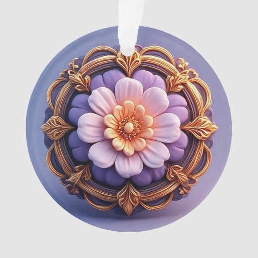 Gouden Sierlijke Bloem Medaillon Ontwerp Ornament (voorkant)
