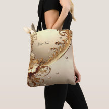 Gouden Sierlijke Bloem Tas