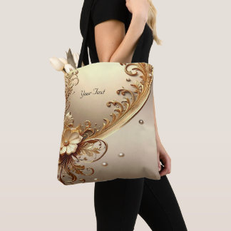 Gouden Sierlijke Bloem Tas