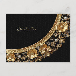 Gouden Sierlijke Bloemen Ansichtkaart Briefkaart