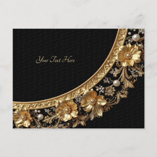 Gouden Sierlijke Bloemen Ansichtkaart Briefkaart