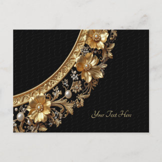 Gouden Sierlijke Bloemen Ansichtkaart Briefkaart