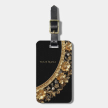 Gouden Sierlijke Bloemen Bagage Label