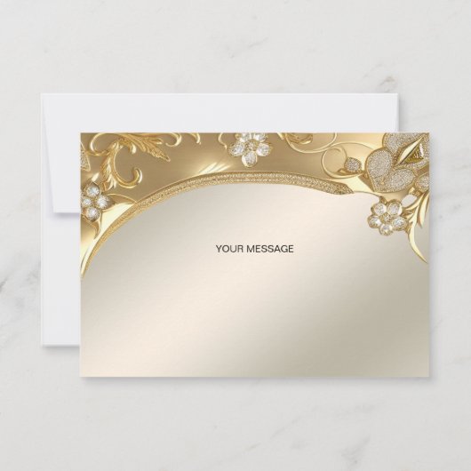 Gouden Sierlijke Bloemen Bedankkaart (Achterkant)