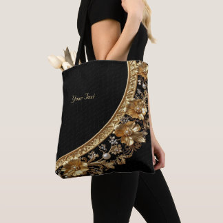 Gouden Sierlijke Bloemen Boodschappentas Tote Bag