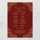 Gouden Sierlijke Bloemen Bruiloft Programmakaart (Achterkant)