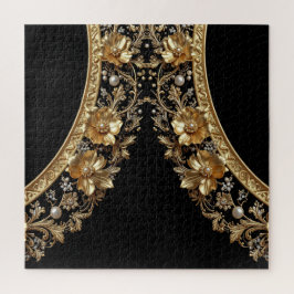 Gouden Sierlijke Bloemen Legpuzzel
