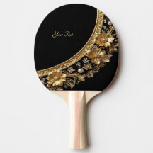 Gouden Sierlijke Bloemen Ping Pong Bat