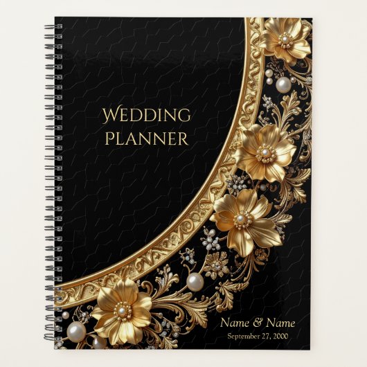 Gouden Sierlijke Bloemen Planner (Voorkant)