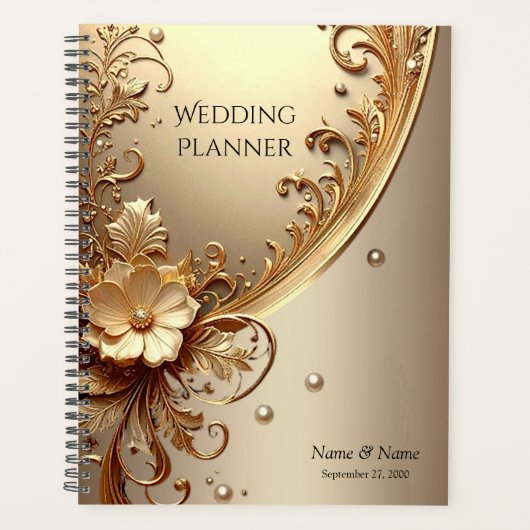 Gouden Sierlijke Bloemen Planner (Voorkant)