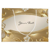 Gouden Sierlijke Bloemencadeautas Groot Cadeauzakje (Achterkant)