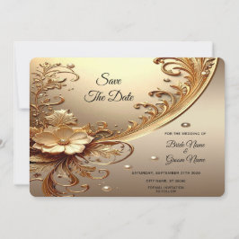 Gouden Sierlijke Bloemige Bewaar De Datum Save The Date