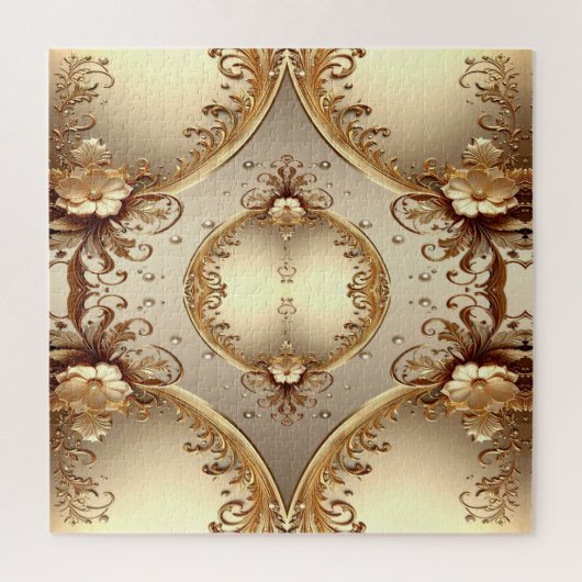 Gouden Sierlijke Bloemige Legpuzzel (Verticaal)