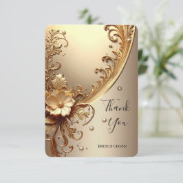 Gouden Sierlijke Bloemrijke Bedankkaart