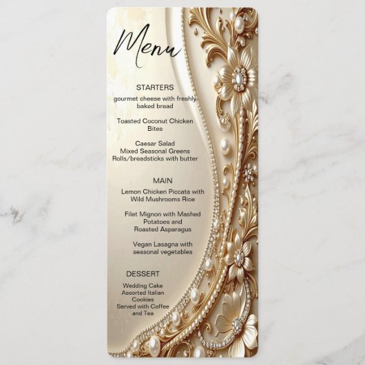 Gouden Sierlijke Bloemrijke Menu (Voorkant)