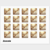 Gouden Sierlijke Bloemsticker Vierkante Sticker (Vel)