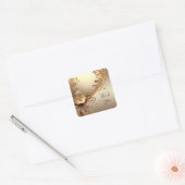Gouden Sierlijke Bloemsticker Vierkante Sticker (Envelop)