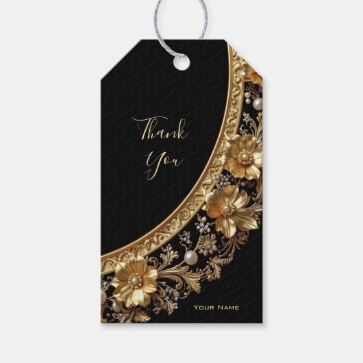 Gouden Sierlijke Cadeaubijsluiter Cadeaulabel (Voorkant)