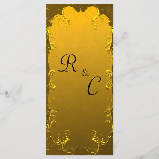 Gouden sierlijke elegantie bruiloft menu (Achterkant)