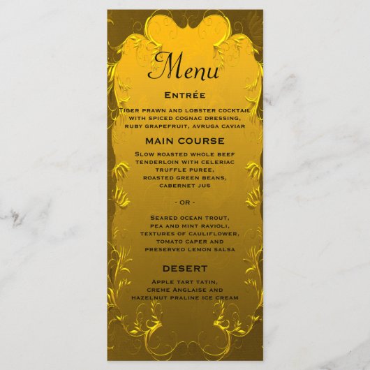 Gouden sierlijke elegantie bruiloft menu (Voorkant)