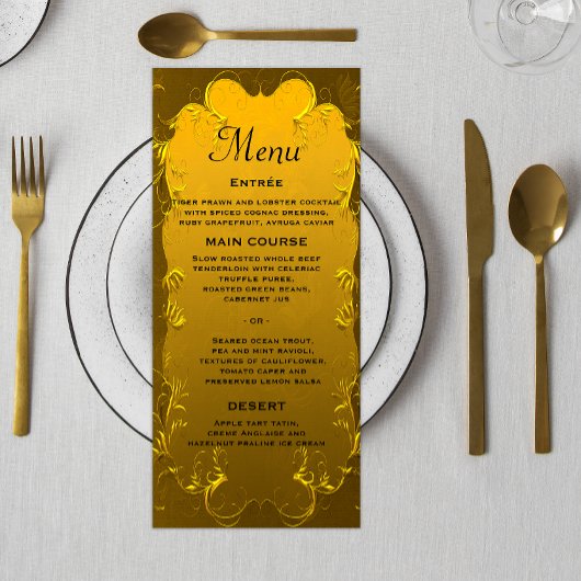 Gouden sierlijke elegantie bruiloft menu