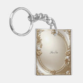 Gouden Sierlijke Frame met Parels Sleutelhanger (Voorkant Links)