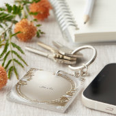 Gouden Sierlijke Frame met Parels Sleutelhanger (Voorkant Rechts)
