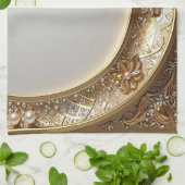 Gouden Sierlijke Keukenhanddoek (Gevouwen)