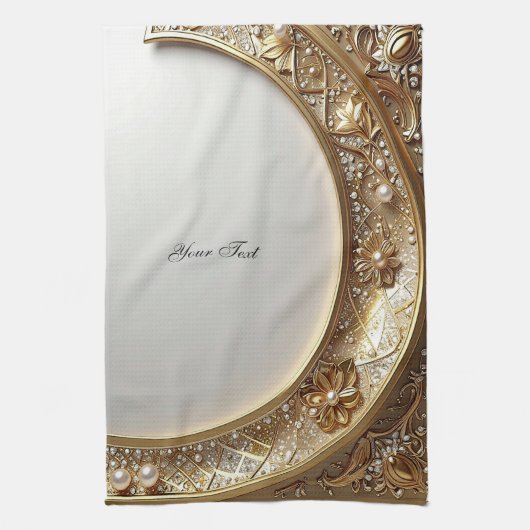 Gouden Sierlijke Keukenhanddoek (Verticaal)