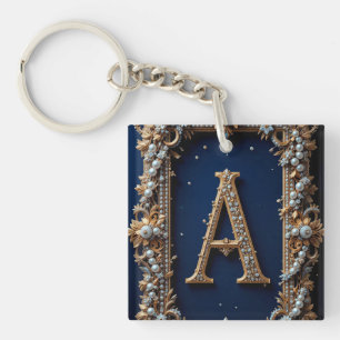 Gouden Sierlijke Letter A Juwelen Monogram Elegant Sleutelhanger