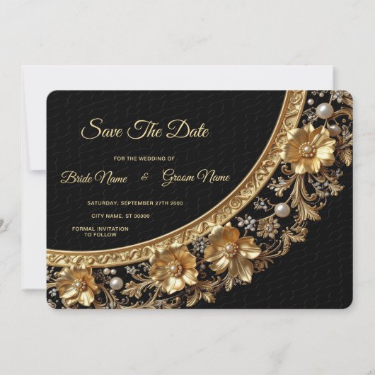 Gouden Sierlijke Lijst Save The Date (Voorkant)