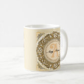 Gouden sierlijke monogram mok (Voorkant rechts)