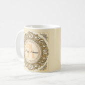 Gouden sierlijke monogram mok (Voorkant links)