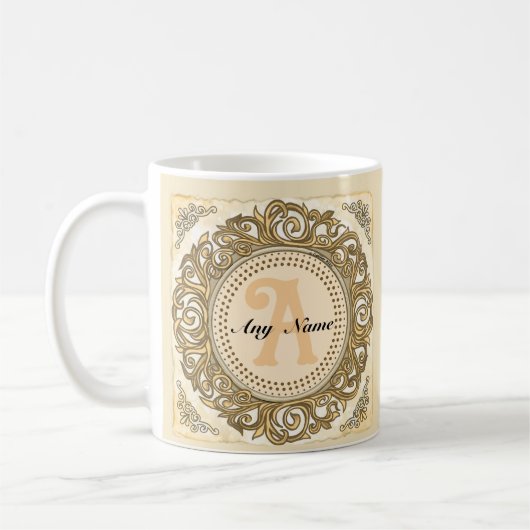 Gouden sierlijke monogram mok (Links)