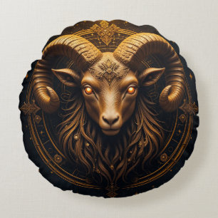 Gouden Sierlijke Ram Kop Rond Kussen