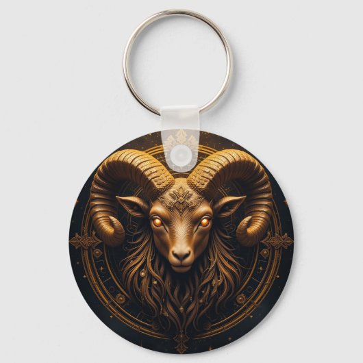 Gouden Sierlijke Ram Kop Sleutelhanger (Voorkant)